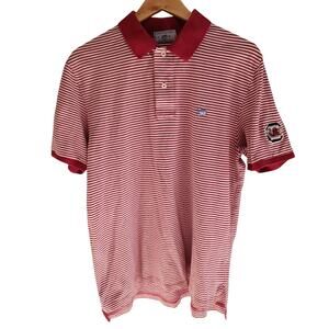 Southern Tide Red and White Striped Polo